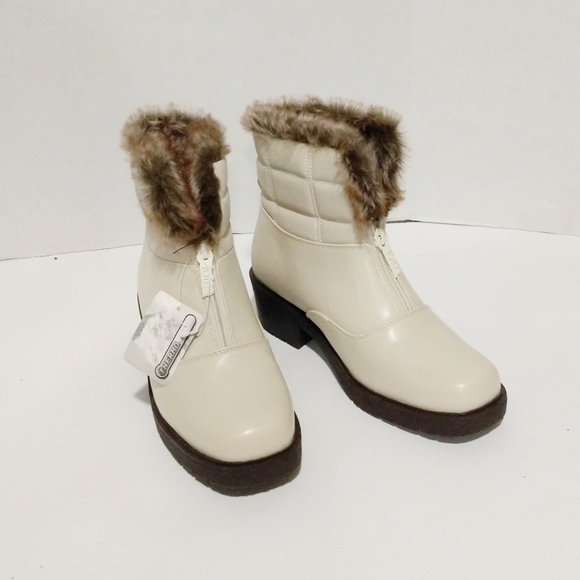 Totes NWT cream zip up winter boots with faux fur - Picture 4 of 8